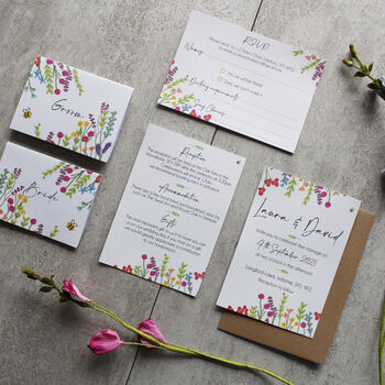Wildflower Colourful Wedding Invitations, 8 of 12