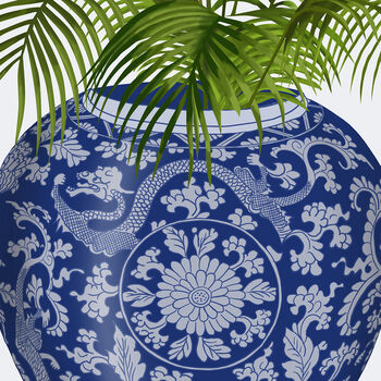 Chinoiserie Vase And Palm No6, Framed Or Unframed, 2 of 7