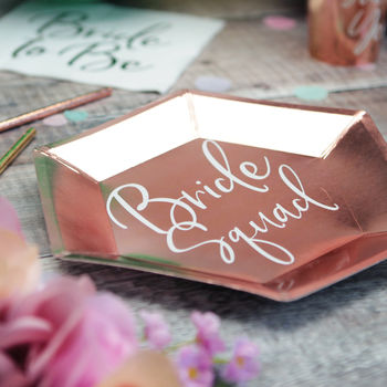 Hen Party Rose Gold Bride Squad Paper Plates, 5 of 5