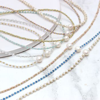 Adjustable Mini Gem Beaded Necklace On Silver Or Gold Vermeil, 2 of 12