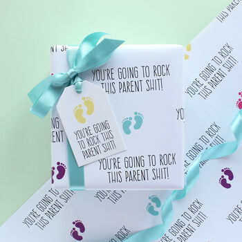 Rock This Parent Shit New Baby Wrapping Paper, 4 of 7