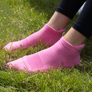 Peace Pink And Organic Sport Pink Women's Trainer Socks, 8 of 8