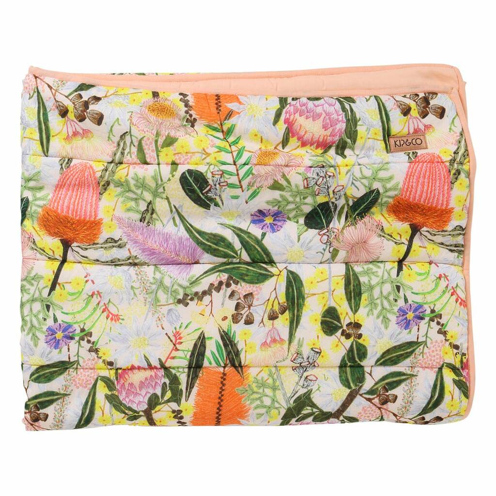 australian native flower quilted cot bedspread by antipodream