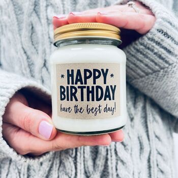 'Happy Birthday' Scented Natural Soy Candle, 2 of 7