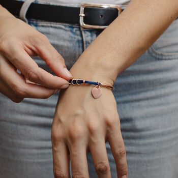 Personalised Silk And Rose Gold Plated Charm Bangle, 3 of 7