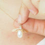 Rose Gold Pearl Bee Pendant, thumbnail 1 of 6
