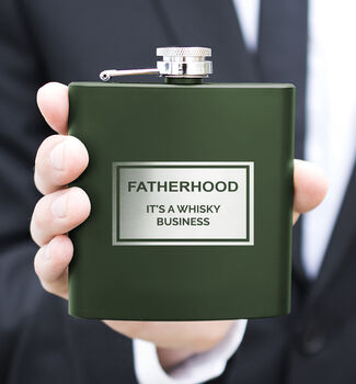 'Fatherhood Is A Whisky Business' Hip Flask, 7 of 8