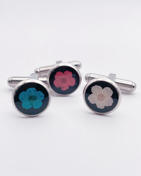 Cufflinks Real Flowers Hand Made Black 10mm, 2 of 9