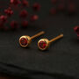 Gold Plated Sterling Silver January Garnet Birthstone Stud Earrings, thumbnail 1 of 5