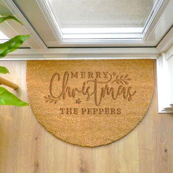 Personalised Merry Christmas Half Moon Indoor Doormat, 5 of 6