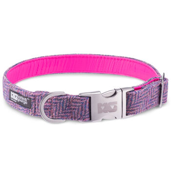 Mia's Purples And Pinks Harris Tweed Dog Collar, 3 of 4