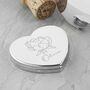 Personalised Silver Heart Birth Flower Compact Mirror, thumbnail 2 of 3