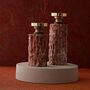 Set Of Two Alabaster And Brass Candle Holders, thumbnail 1 of 3