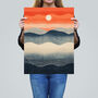 Low Sun High Tide Blue Orange Seascape Wall Art Print, thumbnail 2 of 6