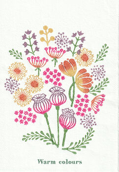 Summertime Floral Wood Block Print Three Colour Options, 4 of 6