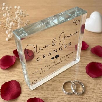 Personalised Wedding Script Text Crystal Token, 2 of 8