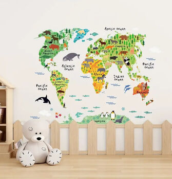 Educational Fun Kid’s Room World Map Wall Stickers, 2 of 8