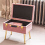 Pink Velvet Storage Stool With Gold Legs, thumbnail 2 of 6