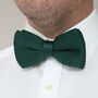 Men's Knitted Bow Tie In Dark Green | Perfect Wedding Neck Tie For Groomsmen | Gents Woven Tie, thumbnail 1 of 8