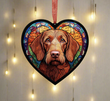 Vizsla Stained Glass Effect Heart Suncatcher, 5 of 5