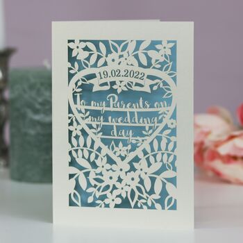 Personalised 'To My Parents On My Wedding Day' Card, 7 of 8