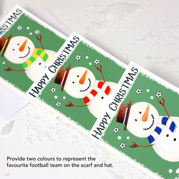 Grandchildren Snowman Football Christmas Card, 4 of 8