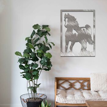 Rusted Metal Horse In Frame Metal Horse Wall Art, 6 of 11