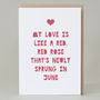 'My Love Is Like A Red Red Rose' Card, thumbnail 1 of 4