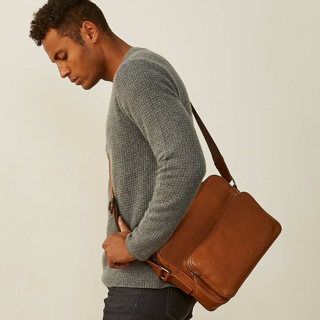 Men's Italian Leather Shoulder Bag 'Santino Medium', 1 of 12