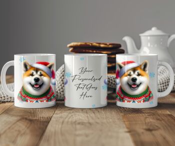 Personalised Akita In Christmas Jumper Mug, 2 of 2