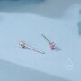 Sterling Silver Very Tiny 2mm Tourmaline Pink Cz Stud Earrings, thumbnail 7 of 12