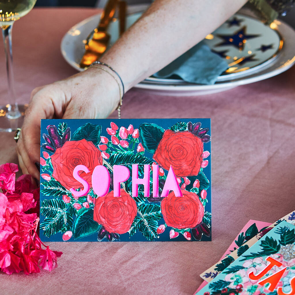 Personalised Neon Floral Place Setting Cards, 1 of 7