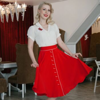Rita Skirt In Lipstick Red Vintage 1940s Style, 2 of 2