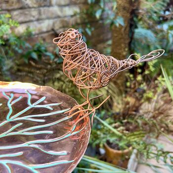 Copper Lily Pad Bird Bath With Pole, 3 of 3