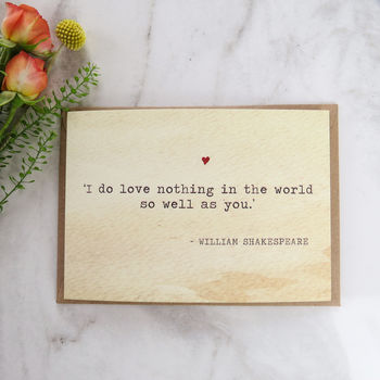 Literature Valentines Card Shakespeare Quote, 2 of 2