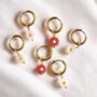 Daisy Charm Huggie Hoop Earrings, thumbnail 6 of 7