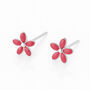 Sterling Silver Pink Forget Me Not Micro Stud Earrings – 4mm, thumbnail 4 of 5