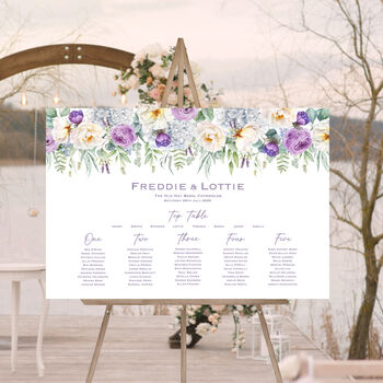 Wedding Table Plan Purple And White Floral, 2 of 6