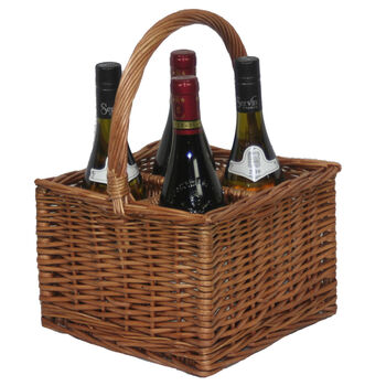 Personalised Wicker Wine Bottle Carrier Basket Gift, 3 of 8
