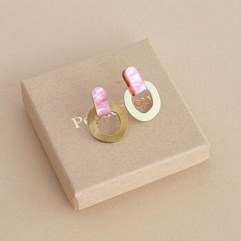 Handcrafted Brass And Acrylic Stud Earrings, 2 of 8