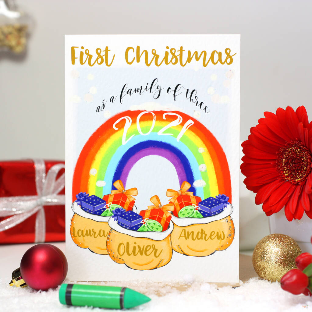 Rainbow First Christmas As A Family Card, 1 of 6