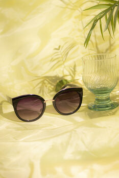 Black Gold Rim Cat Eye Sunglasses, 2 of 3