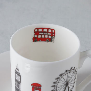 London Skyline Set Of Two Espresso Cups And Saucers, 3 of 6