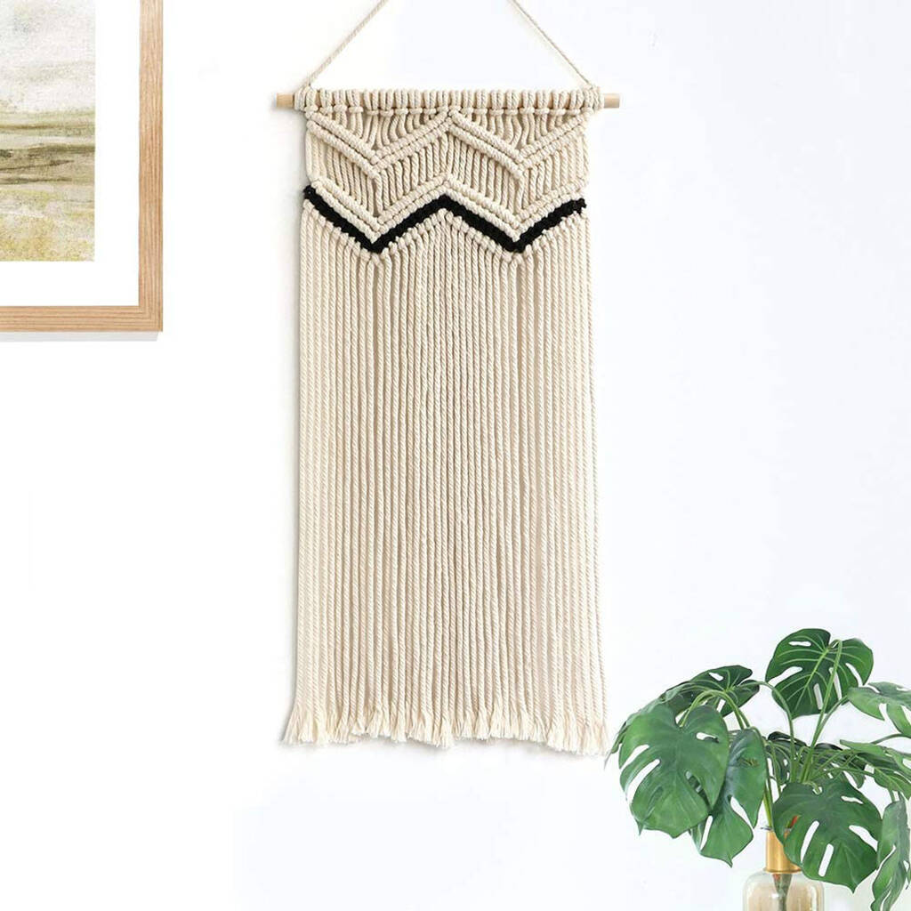 Macrame Wall Hanging Wave Pattern Tapestry Wall Art By Momentum