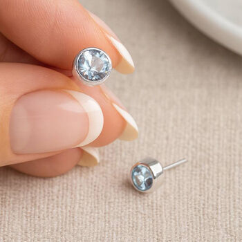 Sterling Silver Blue Topaz Stud Earrings – 5mm, 8 of 8