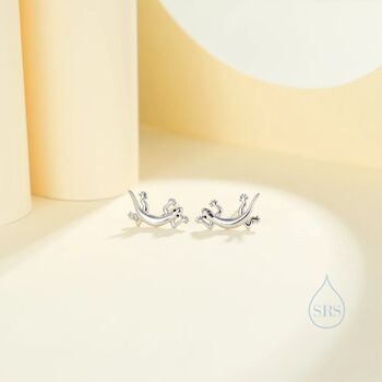 Lizard Stud Earrings In Sterling Silver, 5 of 12