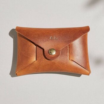 Personalised Tan Brown Leather Card + Coin Purse, 2 of 5