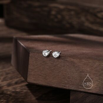 Extra Tiny 2mm Clear Cz Stud Earrings, 4 of 9