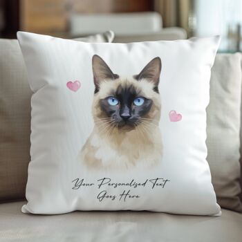 Personalised Balinese Cat Love Hearts Cushion Cover, 2 of 2