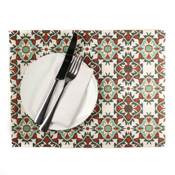 Aztec Hand Printed Fabric Placemat Set, 3 of 11